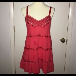 Free People / Red Lace and sequin Tunic / Sz 12